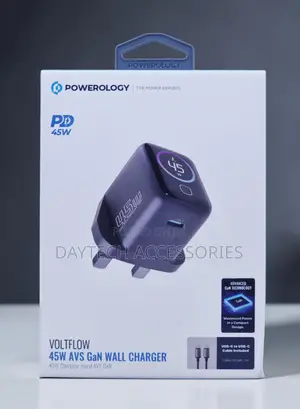 Powerology Volt Flow 45w Type-C Charger With TFT Display - Gray