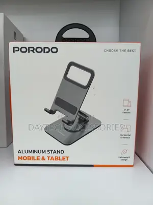 Porodo Aluminum Mobile Tablet Stand in Gray.