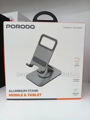Porodo Aluminum Mobile Tablet Stand for 4-8'' Inch Devices.