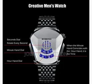 Black Binbond Stainless Steel Gents Watch
