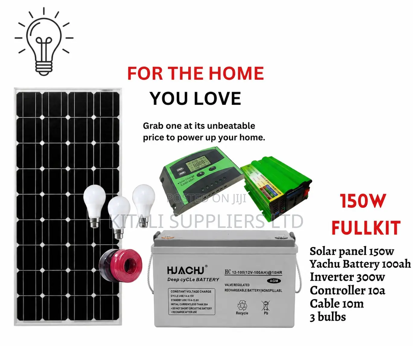 150w Solar Panel Full Kit
