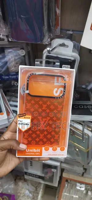 iPhone 17 Pro Max,Prominent Orange and Dark Red Monogram Design Case