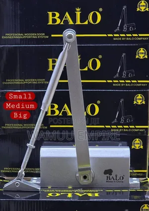 Balo Hydraulic Door Closer Featuring an Aluminum Body and Steel Arms.