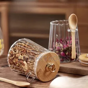 Glass Storage Jar With Bamboo Lid/Spoons_car