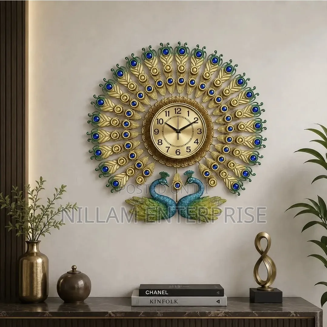 Double Head Peacock Wall Clock