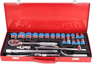24pc Socket Set With Ratchet Handle,Various Extension Bars,T_handle
