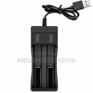 2-Slot 18650 Li-Ion Battery Charger With Integrated Usb Cable.
