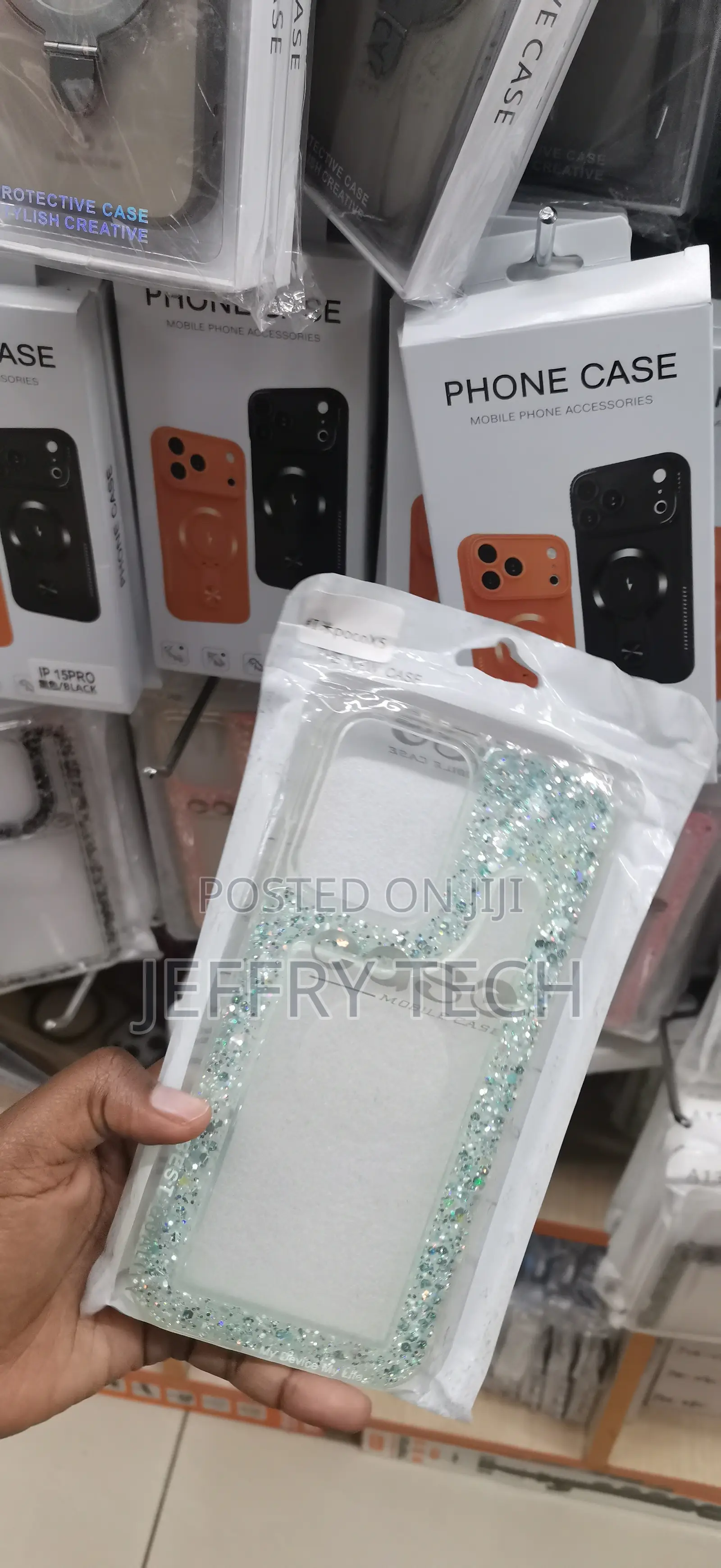 Poco X5 Silver and Light Turquoise Sparkling Glitter Pieces Case