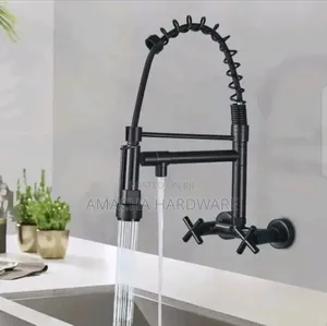 Black Wall Mounted Pull Out Kitchen Mixer