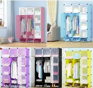 Portable 3- Column Plastic Wardrobes