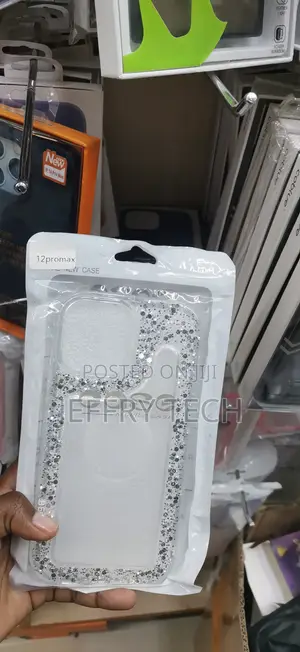 Phone 12 Pro Max Translucent With Heavy Silver Glitter Flakes Case