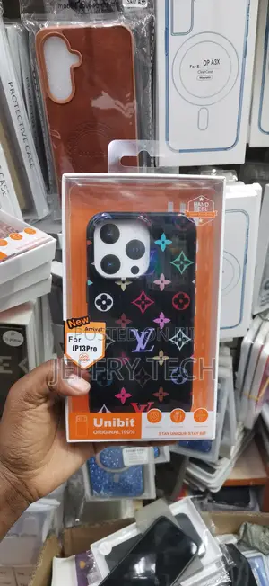 iPhone 13 Pro Black Base Adorned With a Vibrant Monogram Pattern Case