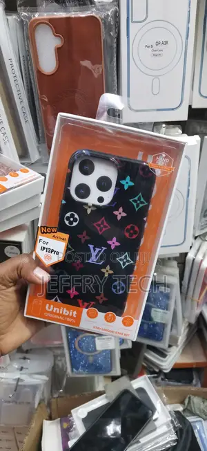 iPhone 13 Pro Black Base Adorned With a Vibrant Monogram Pattern Case