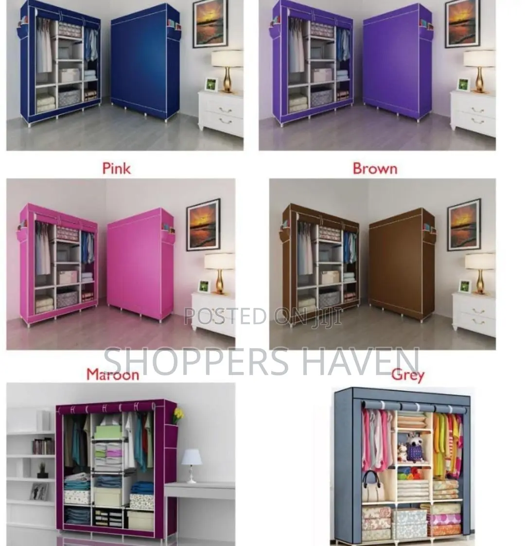 Three Column Metallic Portable Wardrobe