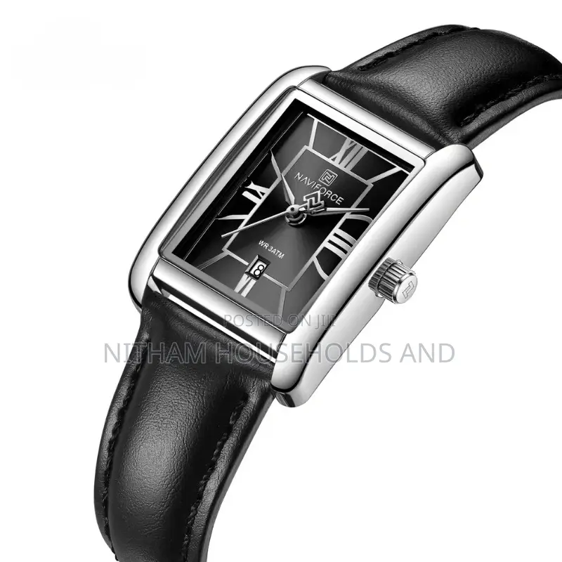 Naviforce Nf5074 Rectangular Leather Strap Watch for Women