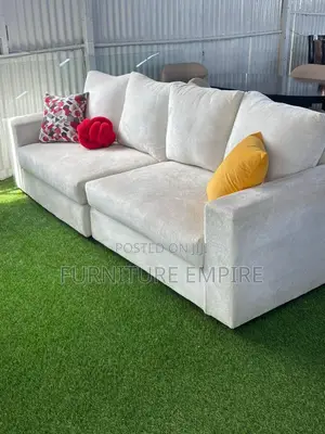 3-Seater White Sofa Modern Comfort With Accent Pillows