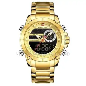 Naviforce Nf9163 Military Sports Stainless Steel Watch for Men Gold