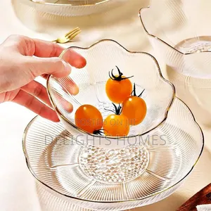 Gold Rim Glass Salad Bowl Set_cu