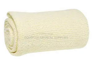 Quality Cream Hospital Cellular Blankets (60 Inches by 90 Inches)