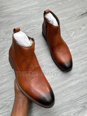 Quality Casual Leather Rubber Sole Zipped Chelsea Men Boot Shoes