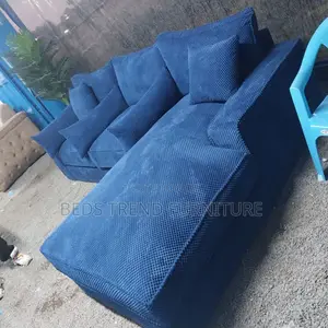 6-Seater L Seat Sofa Bubble Fabric Blue