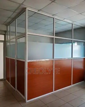 Aluminium Partition With Wood Finish Glass – Office Dividers