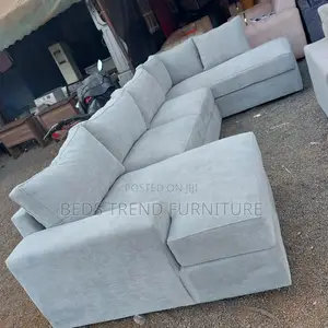 9-Seater U Shaped Sofa Light Gray Fabric