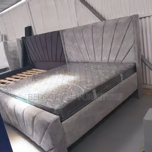 6 by 6 Chester Bed With Geometric Padded Headboard