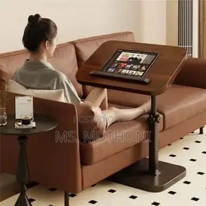 Adjustable Walnut-Finished Tabletop and a Black Metal Stand.