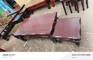 Modern Wooden Coffee Table Plus Two Stools