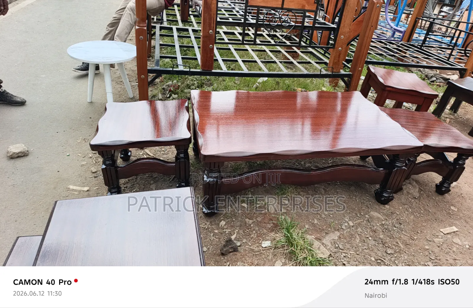 Modern Wooden Coffee Table Plus Two Stools