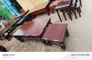 Modern Wooden Coffee Table Plus Two Stools