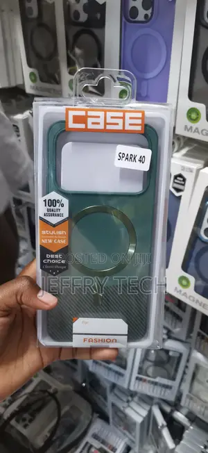 Tecno Spark 40 Deep Forest Green Color With a Lower Diagonal-Stripe