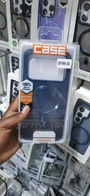 Spark 40 Premium Dark Blue and Carbon-Textured Phone Case