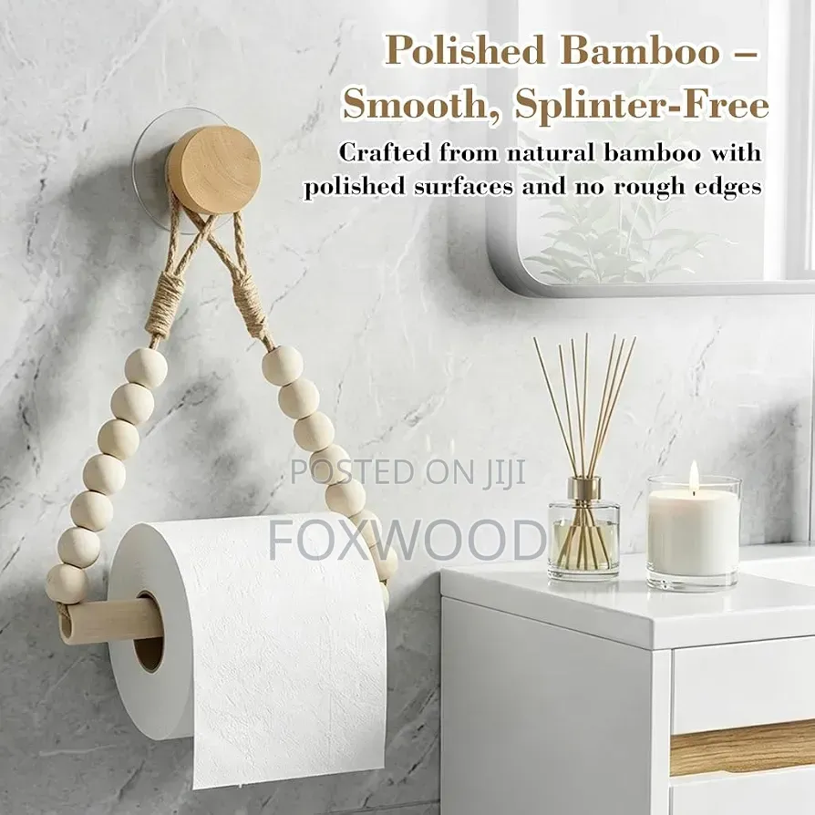 Hemp Rope Beaded Toilet Paper Holder
