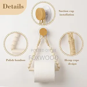 Hemp Rope Beaded Toilet Paper Holder