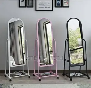 Executive Dressing Mirror With Wheels and Storage Rack