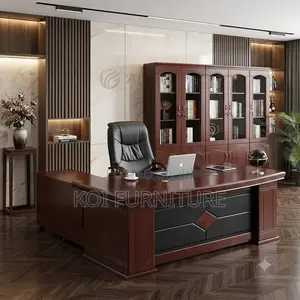 Office Desk; 1.8 Meters Mahogany L Shaped Executive Desk