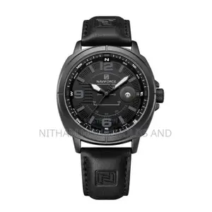 Naviforce Nf8078 Leather Watch Men Black Bezel