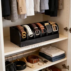 *6 Slot Premium Bamboo Belt Organizer*