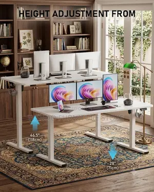 Office Desk; 1600mm White Adjustable Table