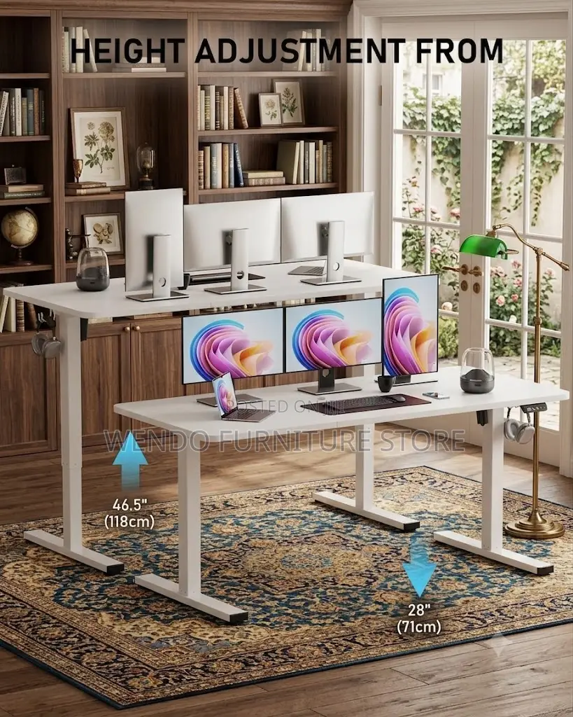 Office Desk; 1600mm White Adjustable Table