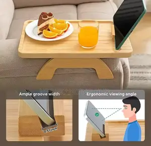 Foldable Bamboo Sofa Armrest Tray For Couch Convenience