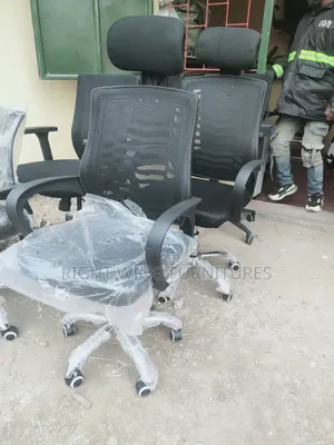 Office Black Headrest Chair - Mid Back