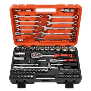 82 PCS Chrome Vanadium Steel Mechanic Socket Wrench Tool Box Kit