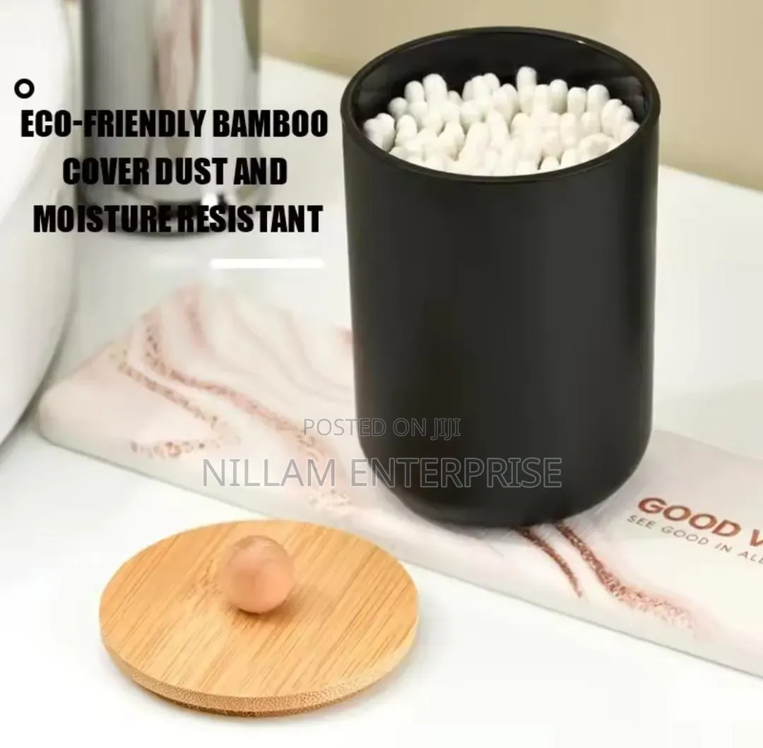 Swab Container With Bamboo Lid.