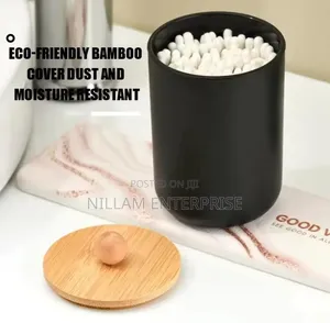 Swab Container With Bamboo Lid.