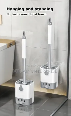 Wall Mounted Long Handle Toilet Cleaning Brush With Holder