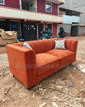 Bright Orange 3-Seater With Small Pillows