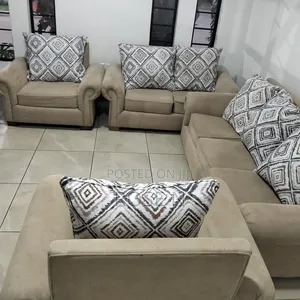 Beautiful Beige 7 Seater Fabric Sofa